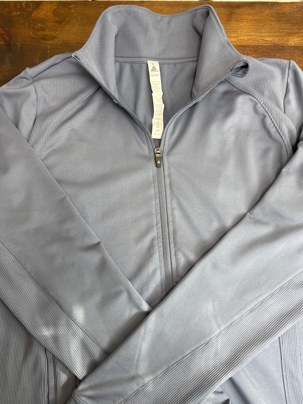 Scoor Athletic Casual Zip Up Shirt Thumb Opening Blue Gray Women's Size Large